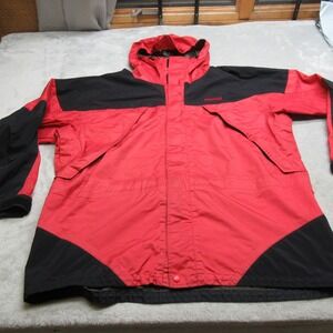 Marmot Goretex Jacket Men XL Red Pockets Waterproof Hooded Ripstop Full Zip Tall